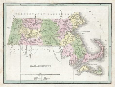 1835 Bradford Map of Massachusetts