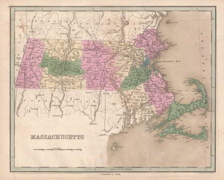 1846 Bradford Map of Massachusetts