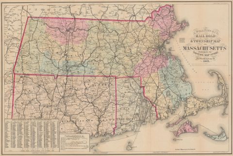 1882 Williams Railroad Map of Massachusetts, Connecticut, and Rhode Island
