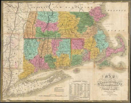 1831 Mitchell Pocket Map of Massachusetts, Connecticut and Rhode Island