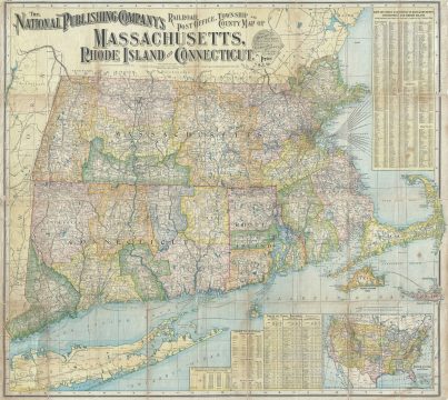 1902 National Railroad Map of Massachusetts, Rhode Island, and Connecticut