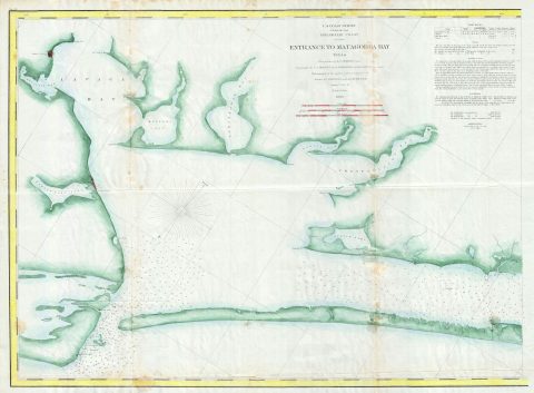 1860 U.S. Coast Survey Map or Chart of Matagorda Bay (Lavaca), Texas