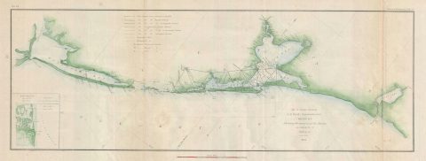 1855 U.S. Coast Survey Map of Matagorda to Galveston, Texas