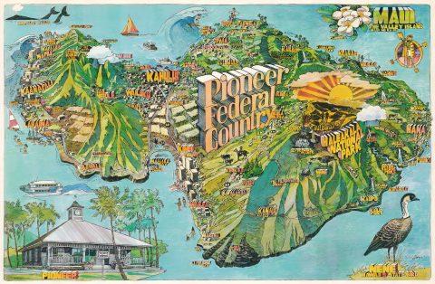 1976 Dawson Pictorial Map of Maui, Hawaii