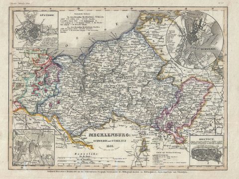 1849 Meyer Map of the Grand Duchy of Mecklenburg-Schwerin and Mecklenburg-Strelitz