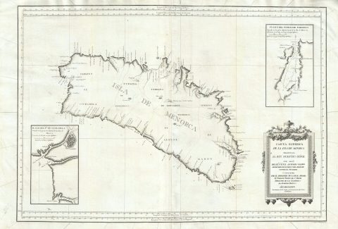1786 Tofino Nautical Chart or Map of Menorca or Minorca, Spain