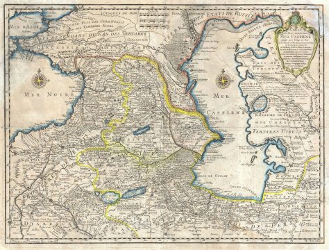 1723 De L'Isle Map of the Caucuses and the Caspian Sea