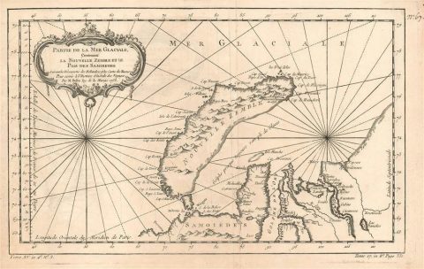 1749 Bellin Map of Nova Zembla and the Entrance to the Kara Sea