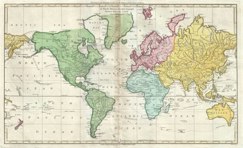 1791 Wilkinson Map of the World on the Mercator's Projection