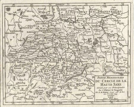 1749 Vaugondy Map of Southern Upper Saxony, Germany