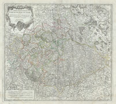 1756 Vaugondy Map of the Southern Portions of Upper Saxony, Germany