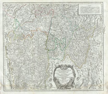1752 Vaugondy Map of Southern Burgundy (Bourgogne), France (Burgundy Wine Region)