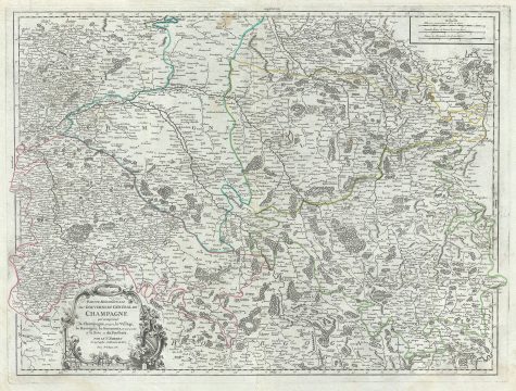 1757 Vaugondy Map of the Southern Champagne Region of France