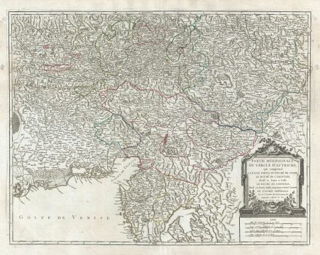 1752 Vaugondy Map of Southern Austria, Italy and Slovenia