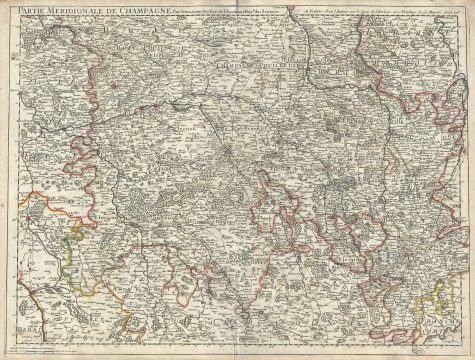 1713 Delisle Map of the Southern Champagne Region, France
