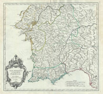 1751 Vaugondy Map of Southern Portugal