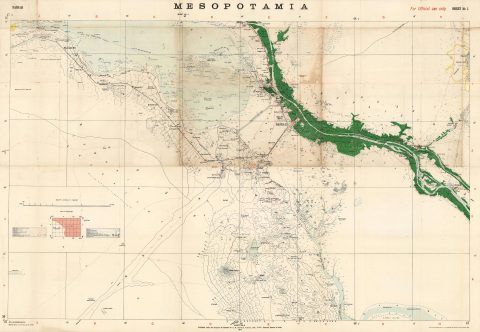 1917 Survey of India Map of Basra, Iraq and Abadan, Iran