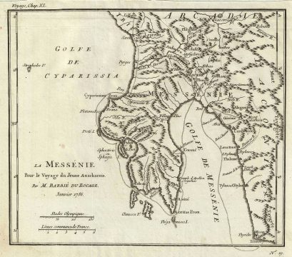 1786 Bocage Map of Messenia, Ancient Greece