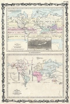 1861 Johnson Climate Map of the World: Meteorology, Rainfall, and Plants