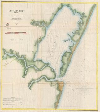 1862 U.S. Coast Survey Map of Metompkin Inlet, Virginia