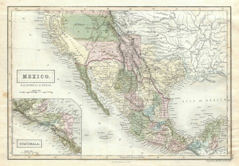1851 Black Map of Mexico, California, and Texas