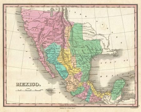 1827 Finley Map of Mexico, Upper California and Texas