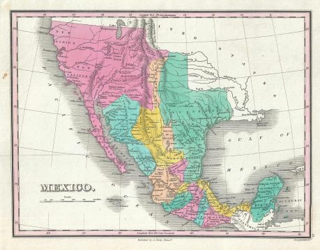 1828 Finley Map of Mexico, Upper California and Texas