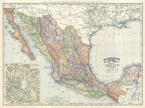 1891 Rand McNally Map of Mexico