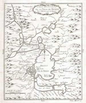 1754 Bellin Map of Mexico City & Environs