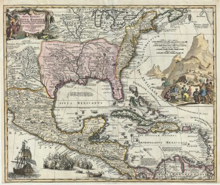 1712 Homann Map of North America and the West Indies