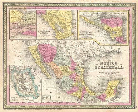 1854 Mitchell Map of Mexico and Guatemala