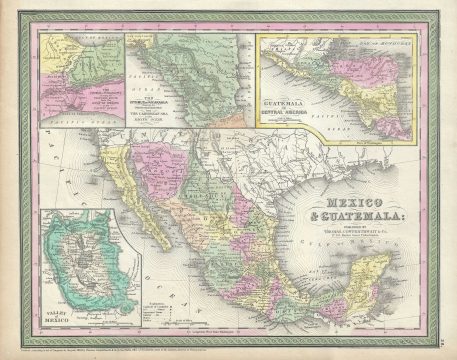 1854 Mitchell Map of Mexico and Guatemala