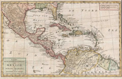 1765 Isaak Tirion Map of Central America and the West Indies