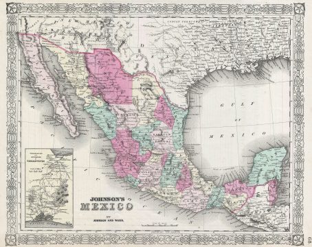 1865 Johnson Map of Mexico and Texas