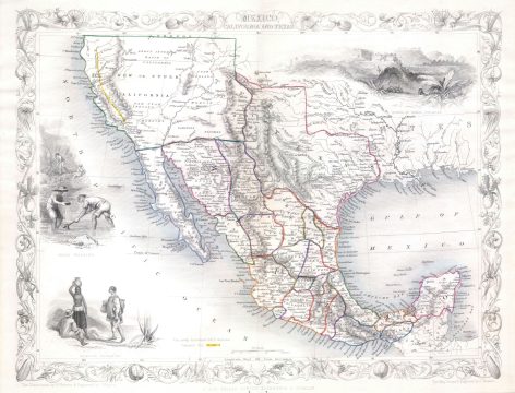 1851 Tallis Map of Mexico, Texas & California