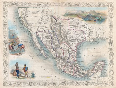 1851 Tallis Map of Mexico, Texas, and California