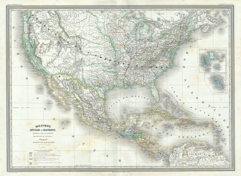 1860 Dufour Map of the United States and Mexico