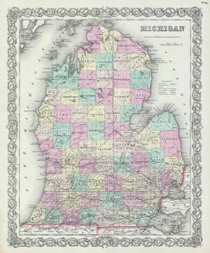 1856 Colton Map of Michigan