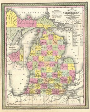 1854 Mitchell Map of Michigan