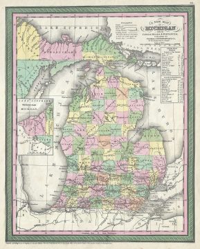 1854 Mitchell Map of Michigan
