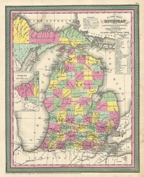 1854 Mitchell Map of Michigan
