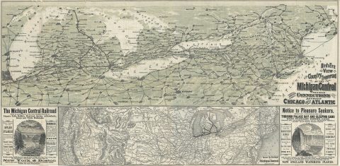 1878 Rand McNally Railroad Map of the Michigan Central Railroad (Midwest and Northeast United States