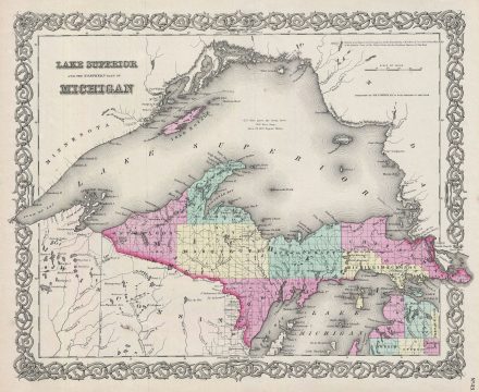 1856 Colton Map of Northern Michigan and Lake Superior