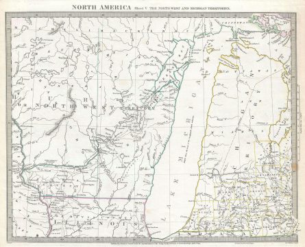 1833 S. D. U. K. Map of Michigan and Wisconsin (w/ Lake Michigan)