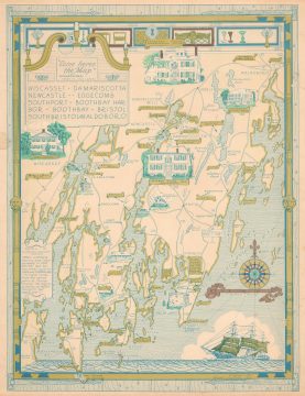 1966 Phillips Pictorial Map of Lincoln County, Mid-Coast Maine