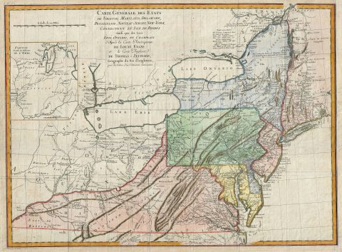 1786 Tardieu and Evans Map of the Middle British Colonies: Ohio, Pennsylvania, Kentucky