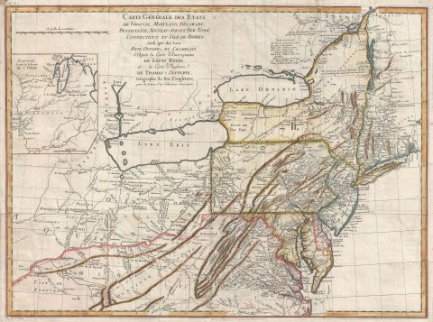 1786 Tardieu and Evans Map of the Middle British Colonies: Ohio, Pennsylvania, Kentucky