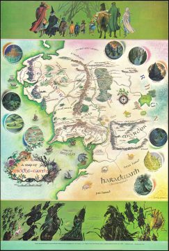 1970 Baynes Map Map of Middle Earth for Tolkien's 'Lord of the Rings'