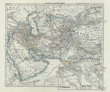 1854 Spruner Map of Persia and Arabia: Iran, Iraq, Arabia