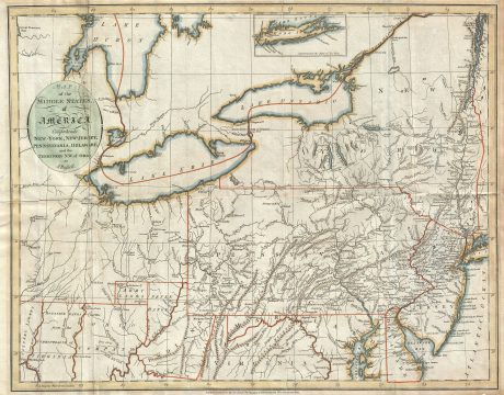 1794 Russel Map of the Middle States of the United States (New York, Ohio, Pennsylvania, New Jersey,